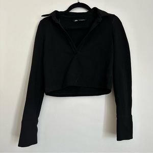Zara black long sleeve top with collar size M